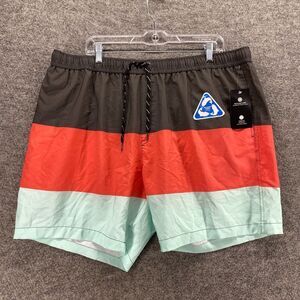 New Ocean & Coast Swim Shorts Men 2XL Gary Striped Drawstring Lined Pockets